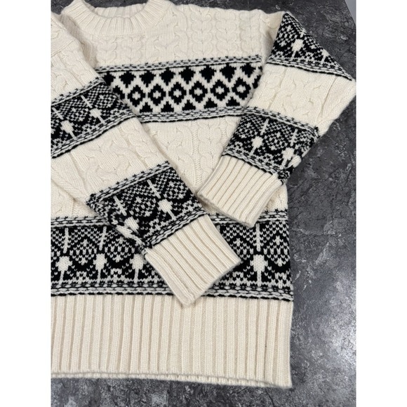 Line and Dot Montana Faire Isle Oversized Cable Knit Sweater Ribbed Trim XS - Picture 5 of 12